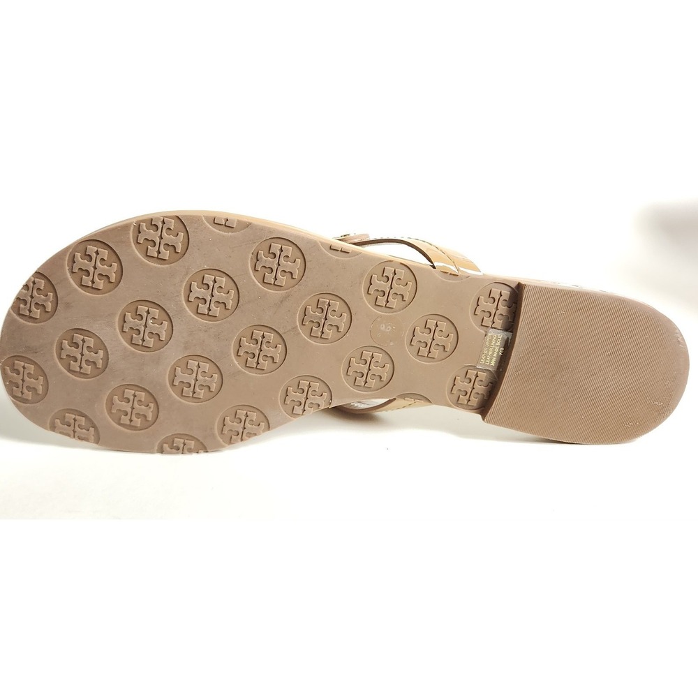Tory Burch Miller Patent Sandals Women Size 8 Sand Leather Thong New In Box - Picture 7 of 8